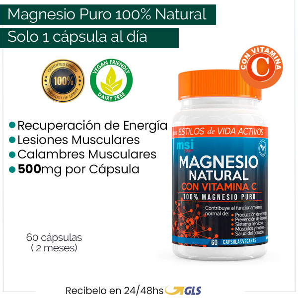 MSI Sport Magnesio Natural con Vitamina C - 60 cápsulas