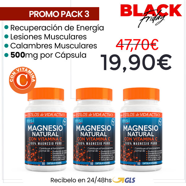 MSI Sport Magnesio Natural con Vitamina C – Pack 3 ¡SUPER OFERTA!