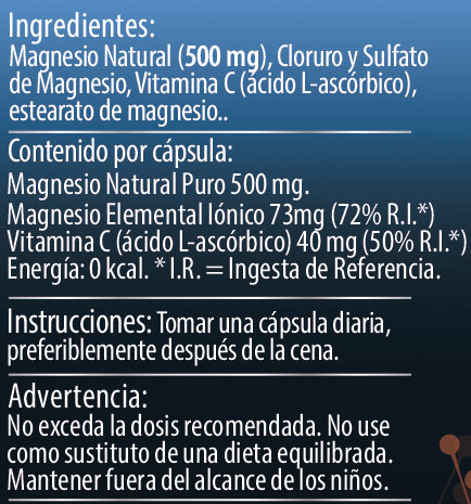 MSI Sport - Magnesio Natural con Vitamina C - Ingredientes