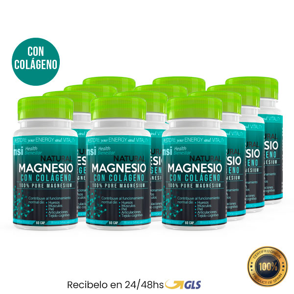 MSI Bienestar. Magnesio Natural con Colágeno | Pack 12 Unidades