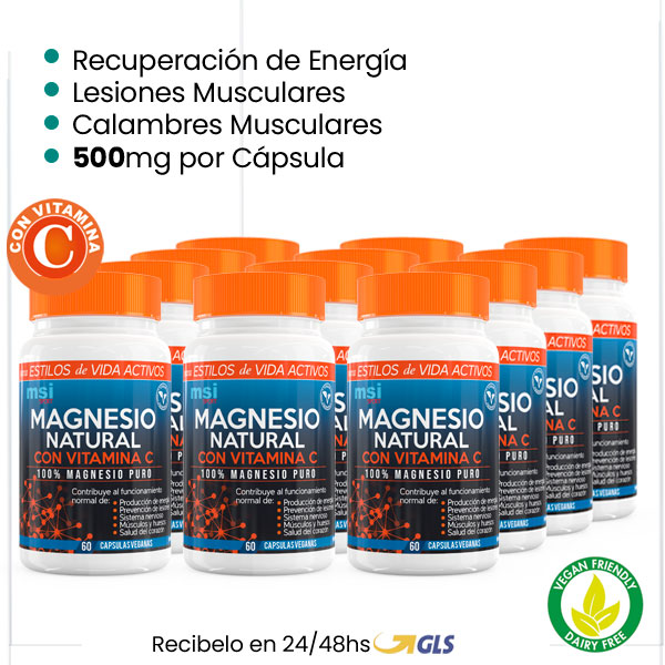 MSI Sport Magnesio Natural con Vitamina C - Pack 12