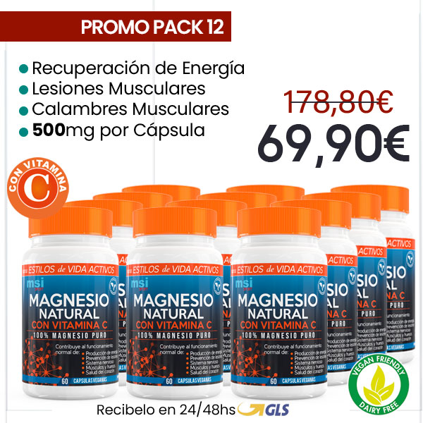 MSI Sport Magnesio Natural con Vitamina C - Pack 12