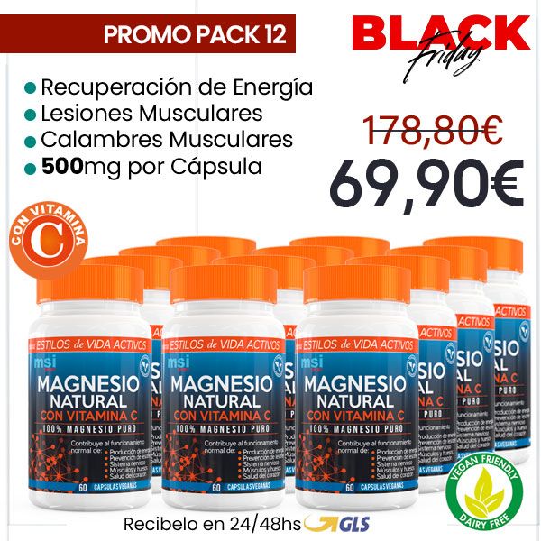 MSI Sport Magnesio Natural con Vitamina C - Pack 12