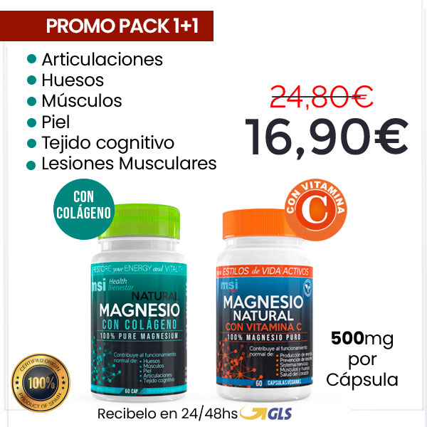 PACK 1+1 MSI Bienestar Colágeno con Magnesio + MSI Sport Magnesio con Vitamina C