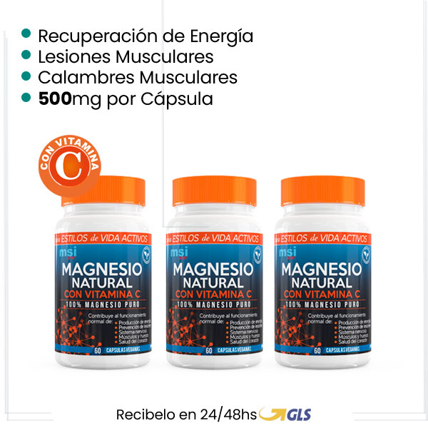 MSI Sport Magnesio Natural con Vitamina C – Pack 3