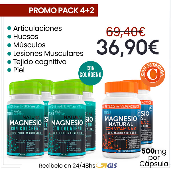 PACK COMBINADO 8 MESES | 4+2 MSI Bienestar Colágeno con Magnesio + MSI Sport Magnesio y Vitamina C