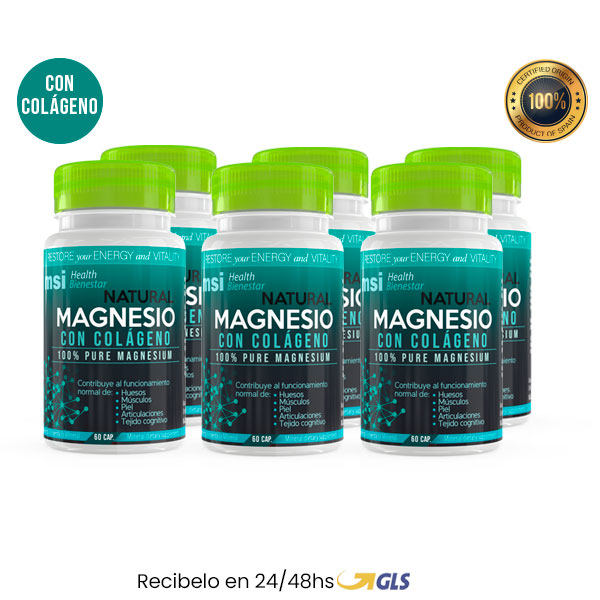 MSI Bienestar. Magnesio Natural con Colágeno | Pack 6 Unidades