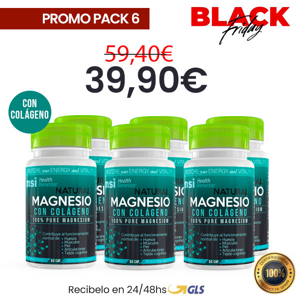 MSI Bienestar. Magnesio Natural con Colágeno | Pack 6 Unidades
