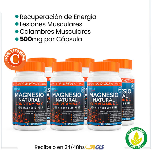 MSI Sport Magnesio Natural con Vitamina C - Pack 6