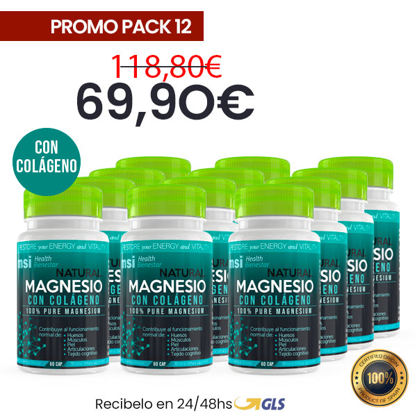 MSI Bienestar. Magnesio Natural con Colágeno | Pack 12 Unidades