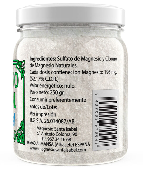 Magnesio Cristalizado Soluble 250gr. Vía Oral